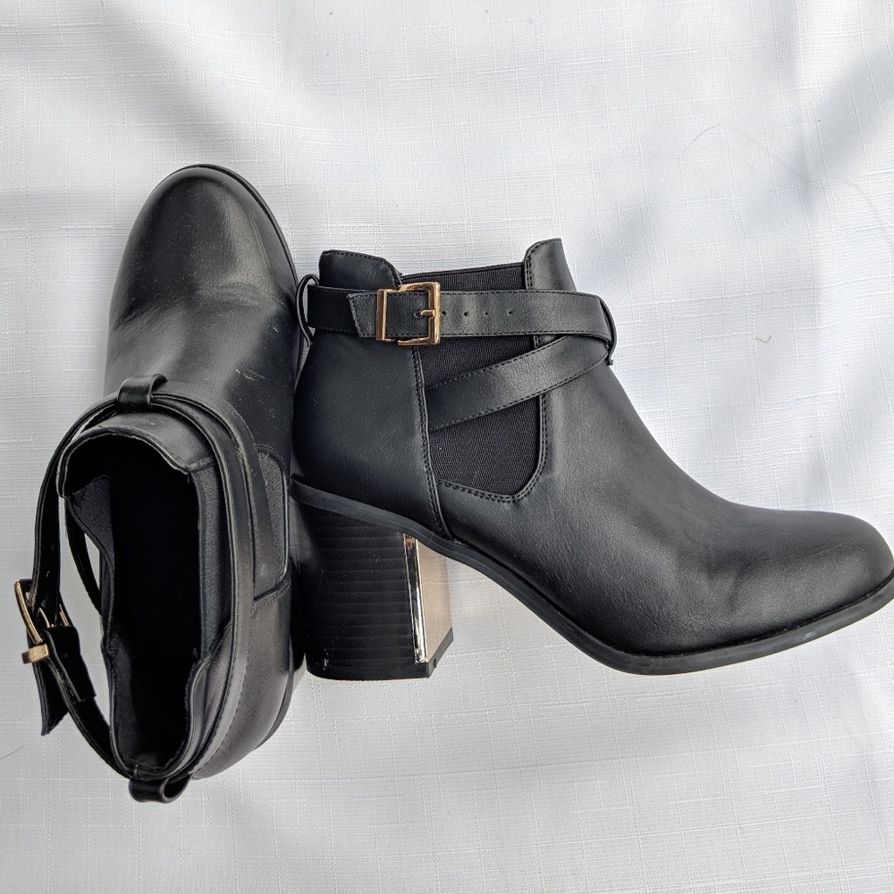 Black & gold booties